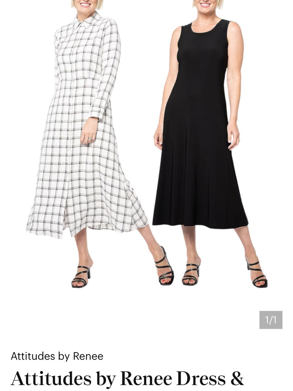 Black Sleeveless Dress & White Plaid Button Shirtdress set - XL T